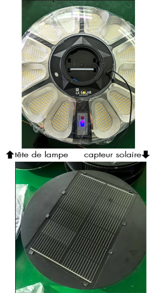 Lampadaire solaire à LEDS 444W rechargeable - socle + télécommande - Zoom2